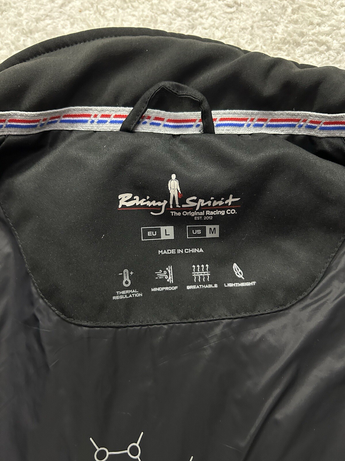 RACING SPIRIT Graphene Driving Vest Size Medium Mens Black Nero Black Quilted