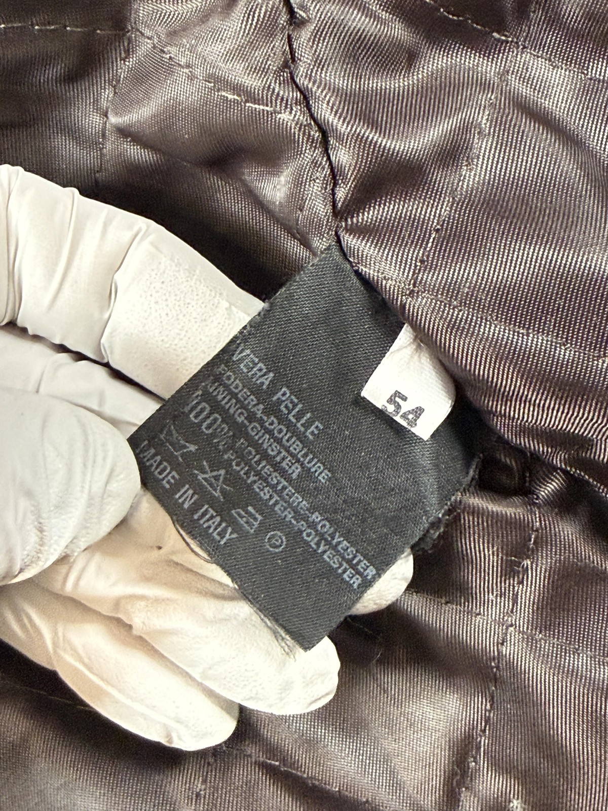 USED Leather Coat Mens 54 Brown Belted Button Front Quilted Overcoat Made Italy