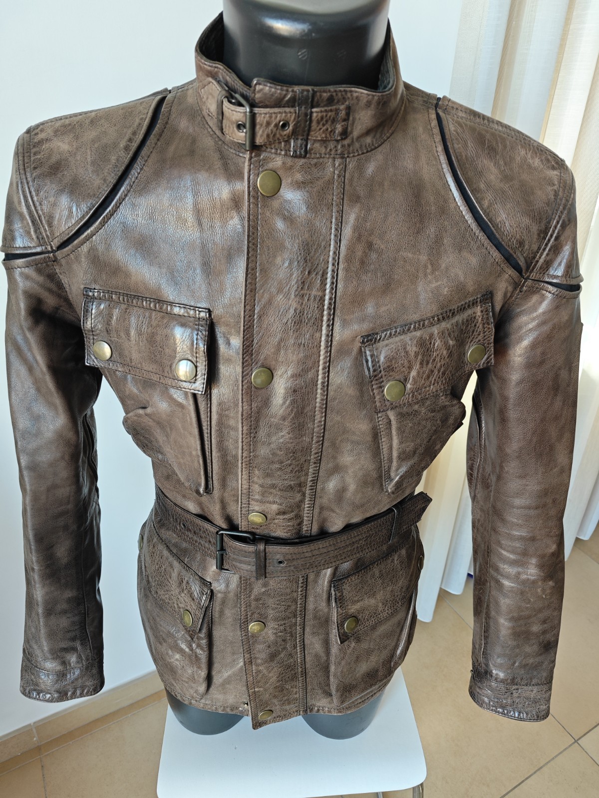 Belstaff Centaur Panther Leather Jacket, Gold Label, Antique BlackBrown, Size M