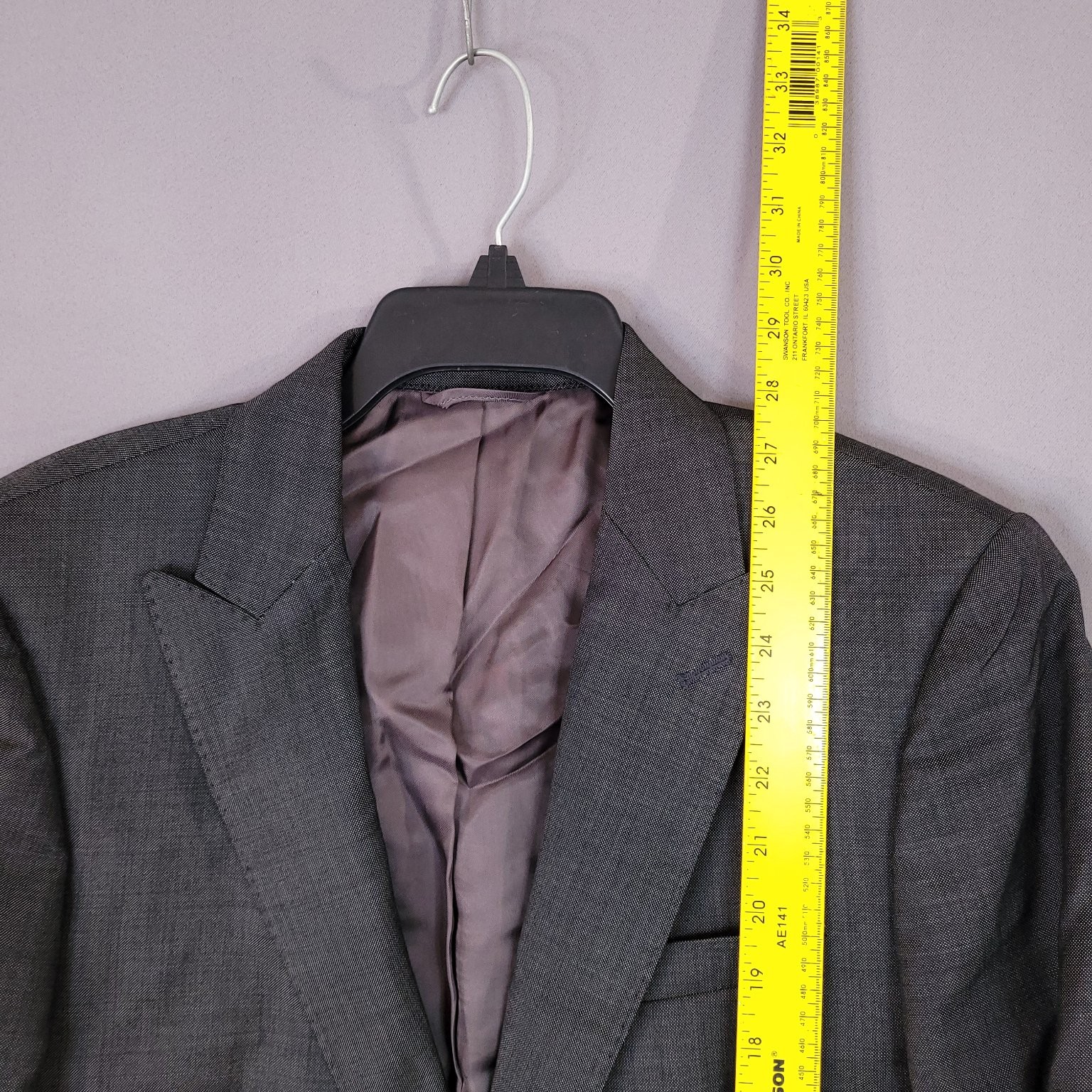 Macy’s Men’s Blazer Gray 38S Wool Dry Clean Only Classic Fit Sport Coat