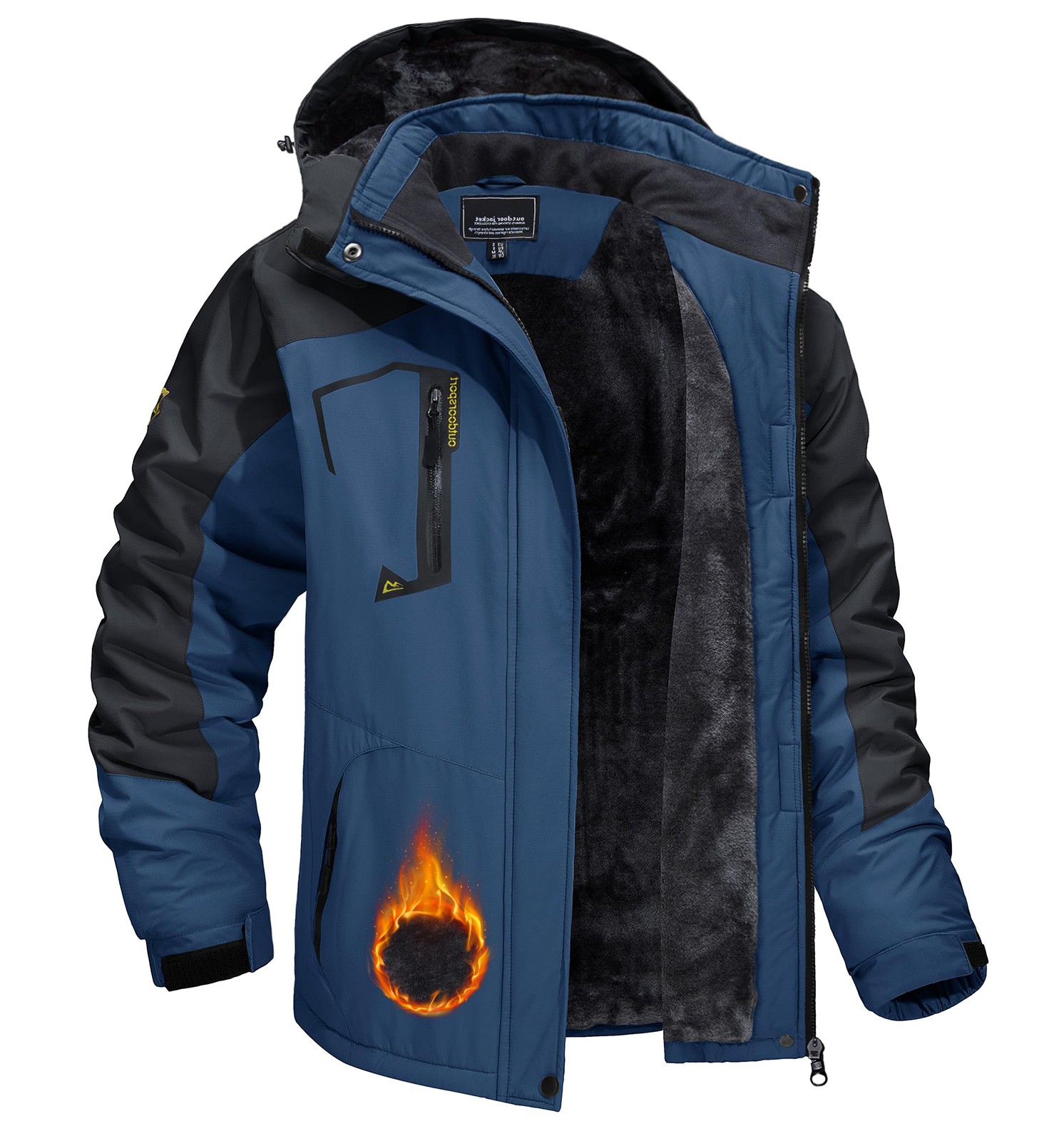 Men’s Waterproof Winter Ski Jacket Snow Thermal Fleece Hooded Outdoor Work Coats