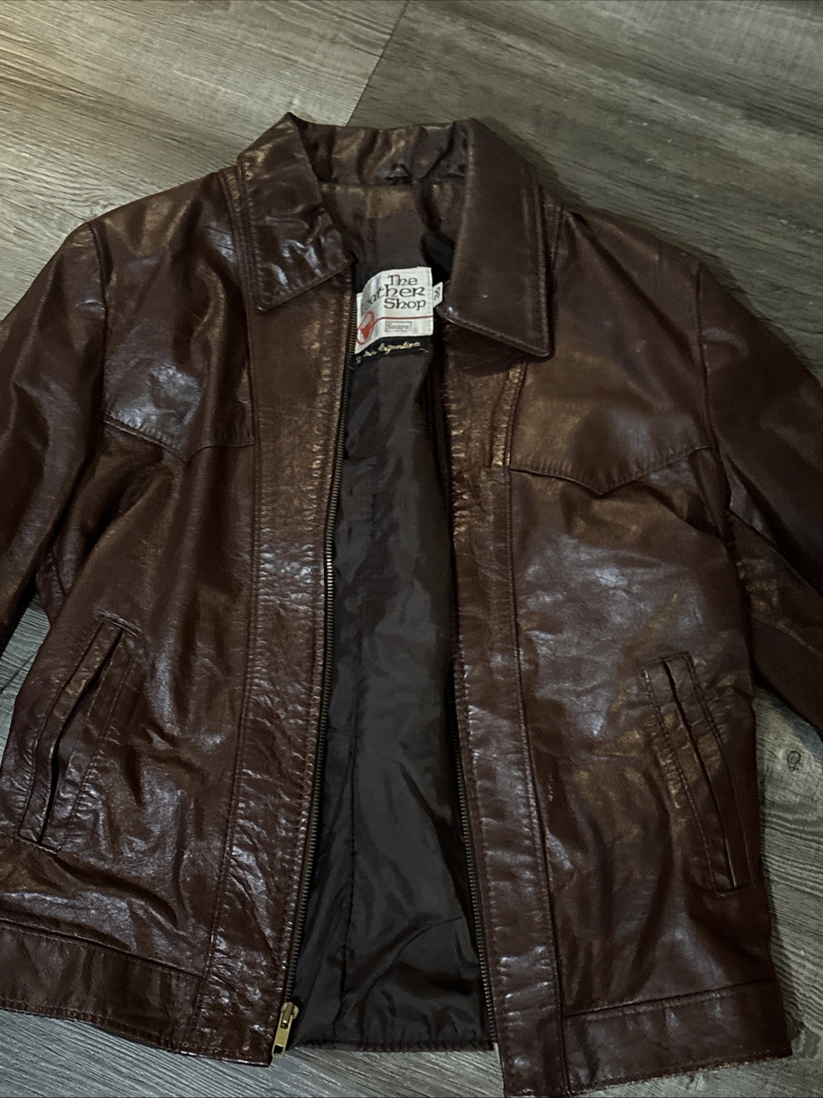 The Leather Shop Sears Leather Bike Jacket Size 36 Under Left Armpit In Picture