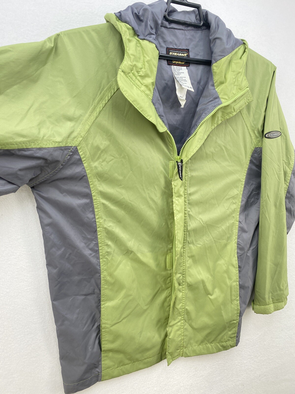 Stearns Dry Wear Green Full Zip Long Sleeve Rain Coat Hoodie Jacket Adult M