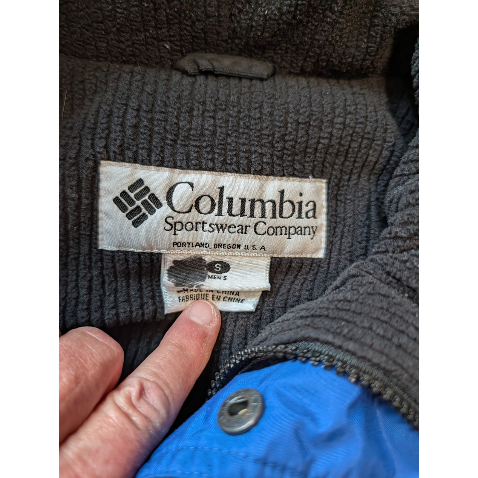 Columbia Vintage 1Pc Ski Suit Mens S Black Blue Trim Belted One Piece Snowsuit
