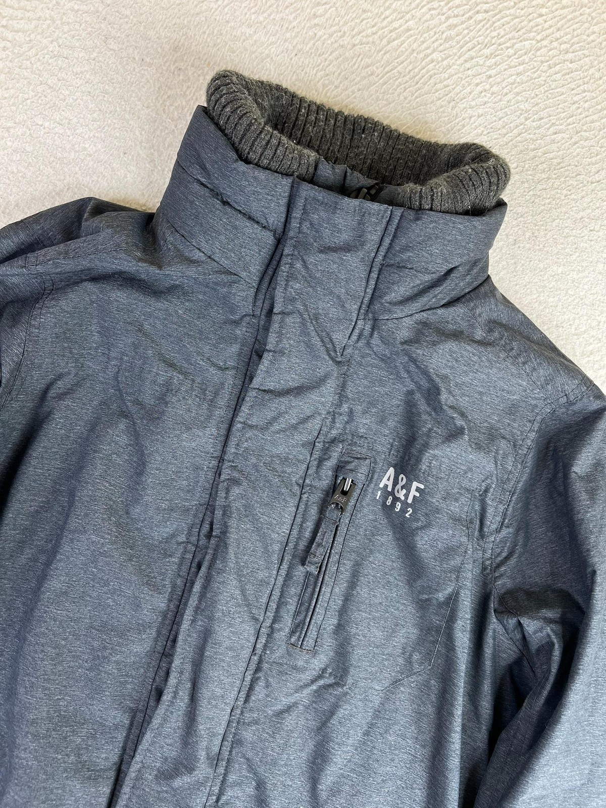 Abercrombie Jacket Mens Large Gray Full Zip Softshell All Season Weather Warrior