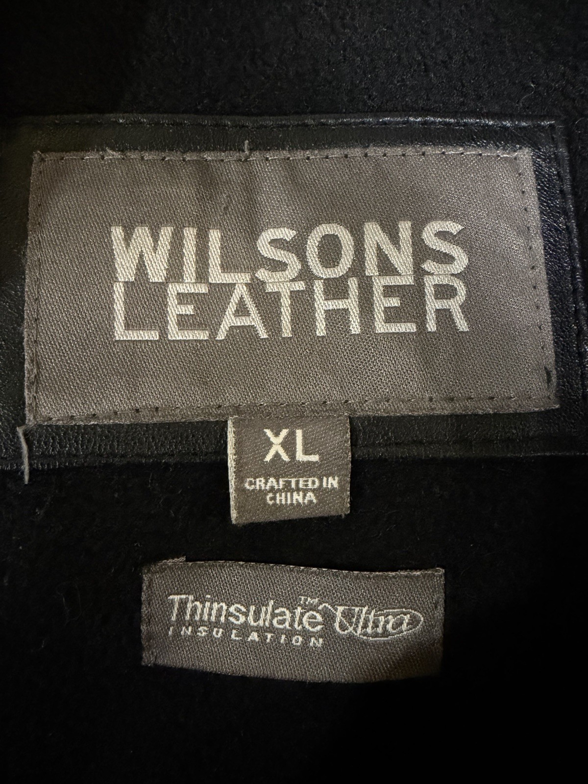 Vintage Wilson’s Leather Coat Men’s XL Thinsulate Belted Waist Black Zip Up