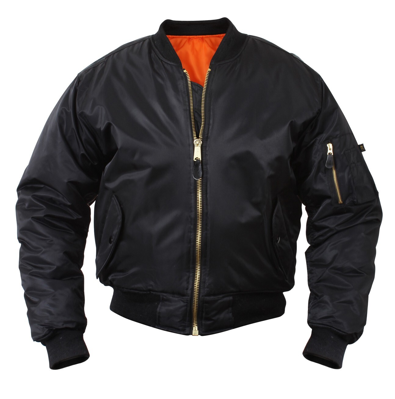 MA-1 Bomber Jacket Flight Coat Air Force Military Solid Black Reversible XS-10XL