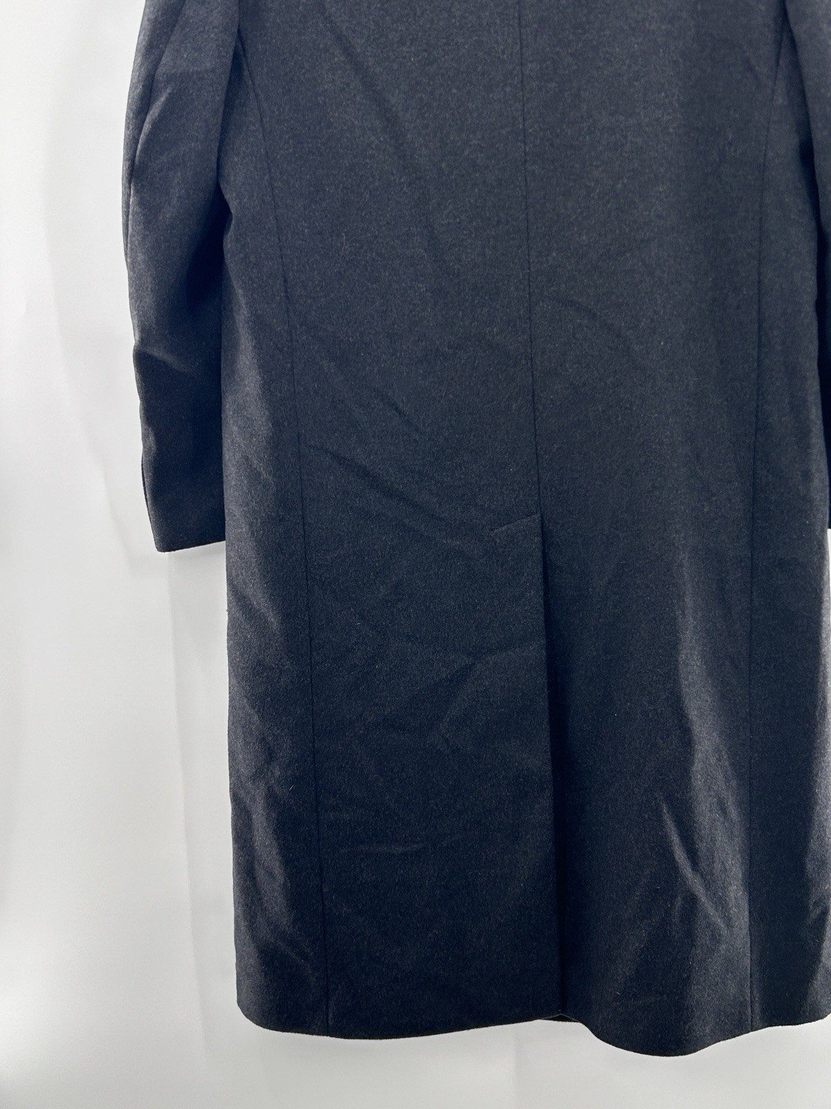 Silver Cloud Cashmere Blend Wool Luxury Overcoat Men 44R Black Career Preppy