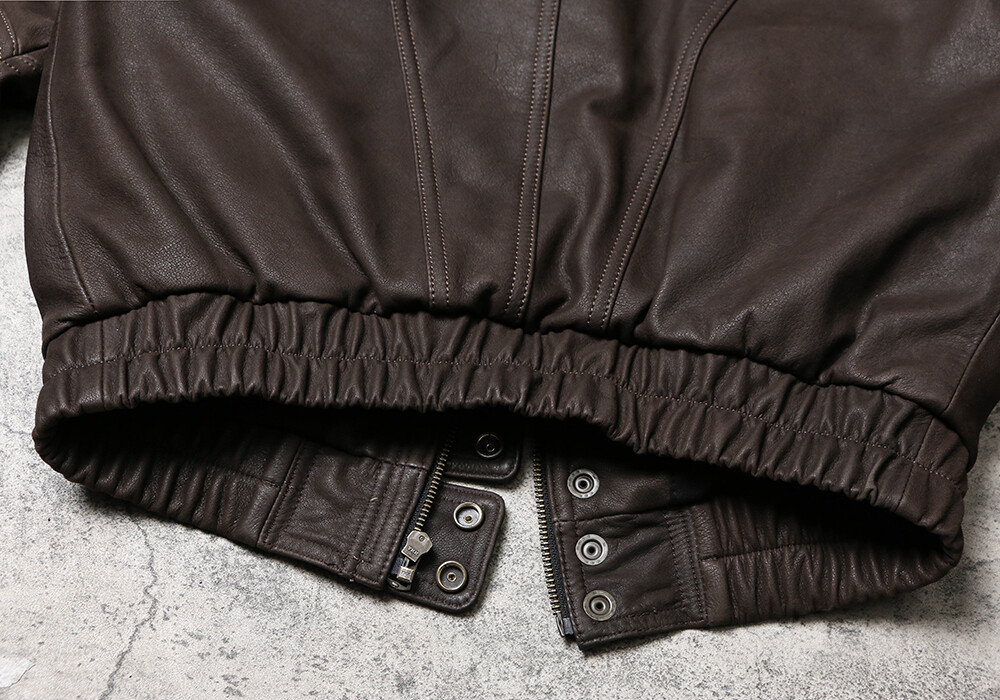Men’s Vintage Bomber Jacket Full Grain Brushed CowhideClassic Leather Jacket