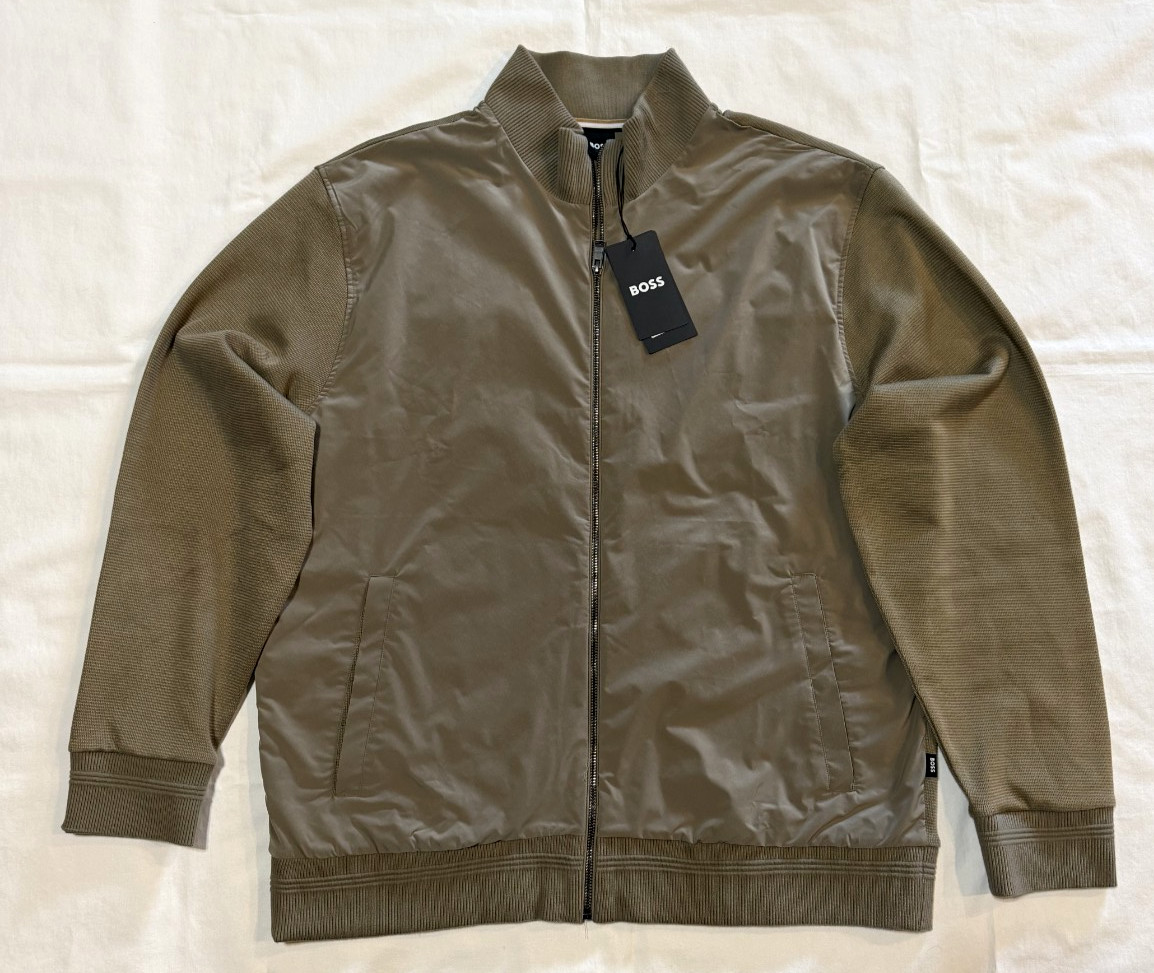 NWT-Hugo Boss H-Shepherd full zipper cotton blend jacket Open Brown-2XL-$228.00
