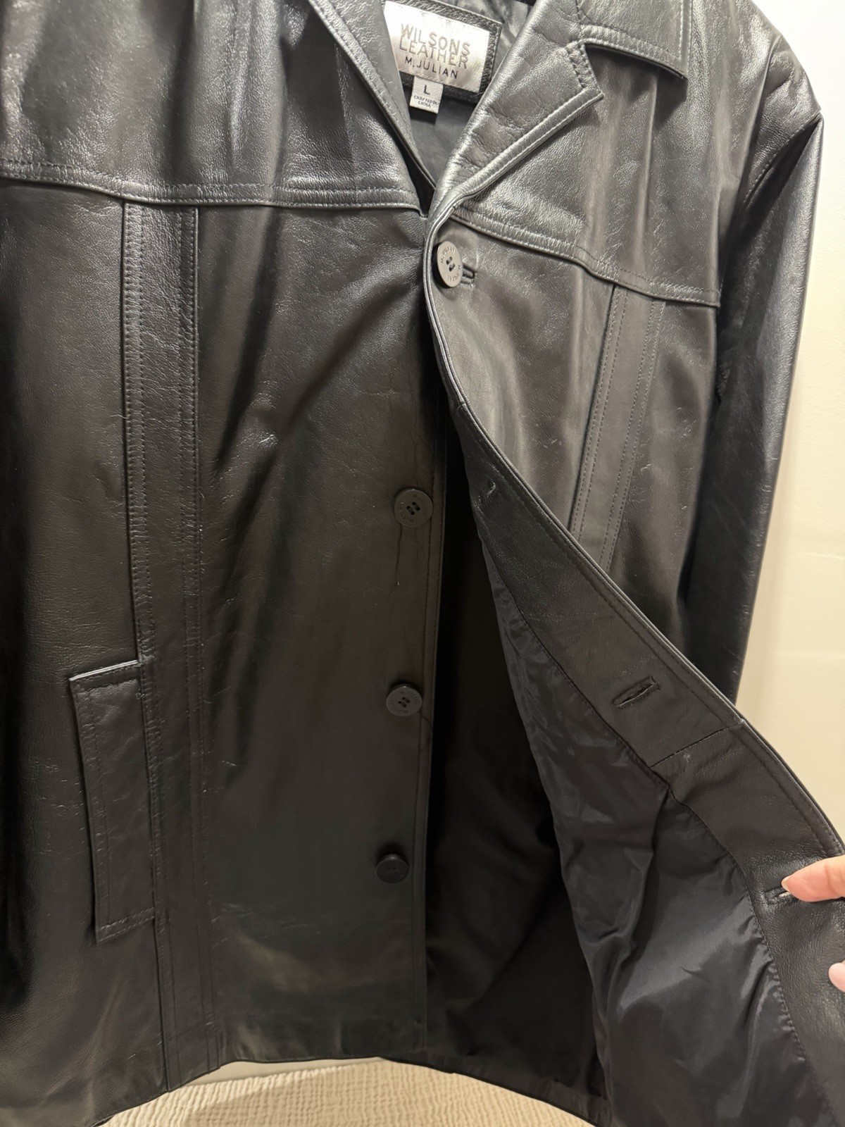 Vintage Wilsons Leather Lg Julian Men’s Classic Four-Button Leather Jacket