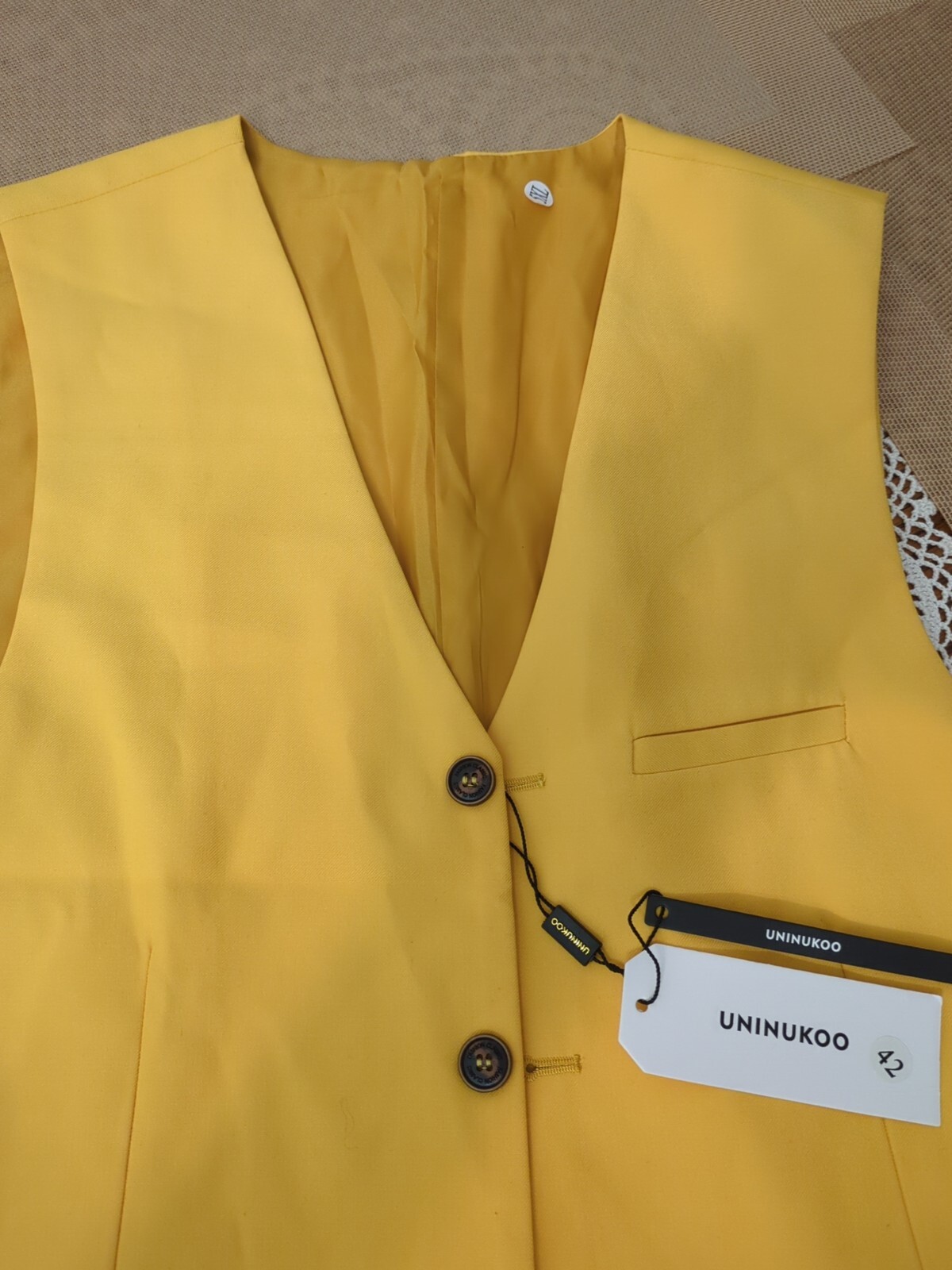 New!UNINUKOO Mens Suit Vest Slim Fit Dress Casual Waistcoat Four Button. 42/5XL