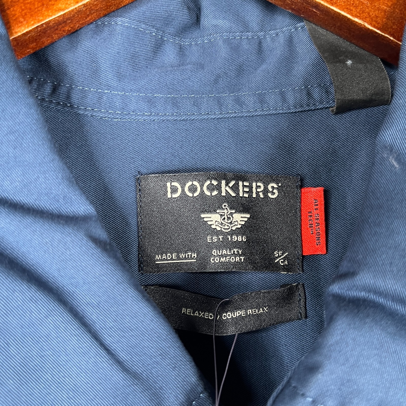 Dockers Shirt Jacket Mens XL Navy Blue Snap All Season Tech Pocket New NWT