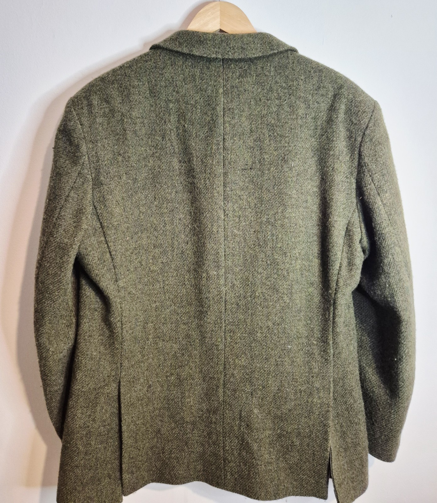 Harris Tweed Olive Green Wool Blazer 42R Vintage Country Heritage Dark Academia