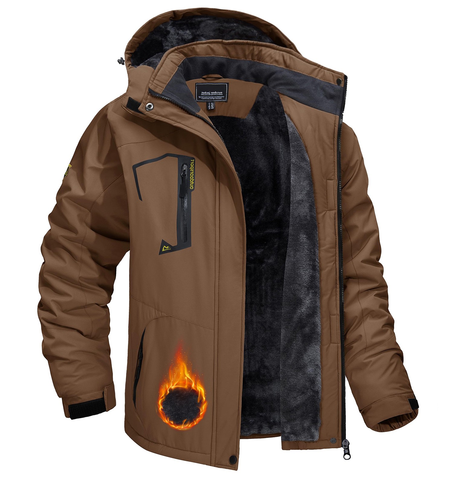 Men’s Waterproof Winter Ski Jacket Snow Thermal Fleece Hooded Outdoor Work Coats