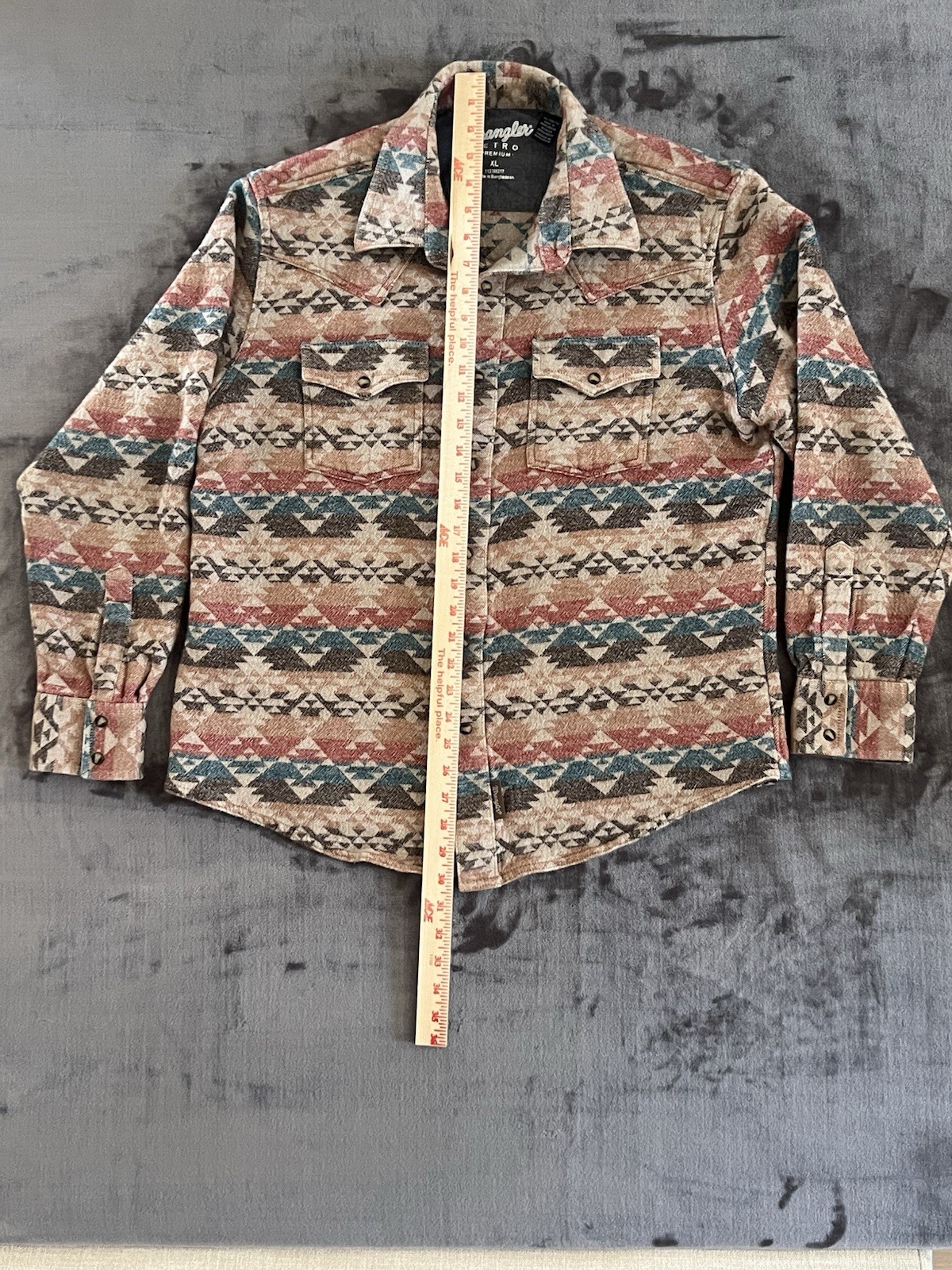 Wrangler Retro Shirt Jacket Mens XL Premium Southwestern Aztec Snap Western NEW