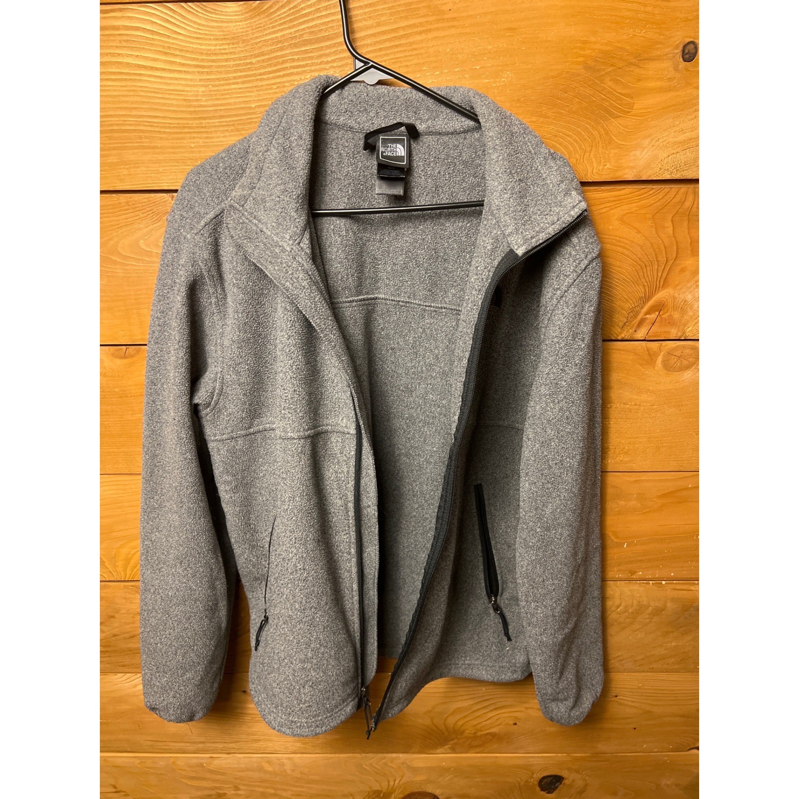The North Face Fleece Jacket Gray Full Zip Mens Med Zip Pockets Warm Lightweight