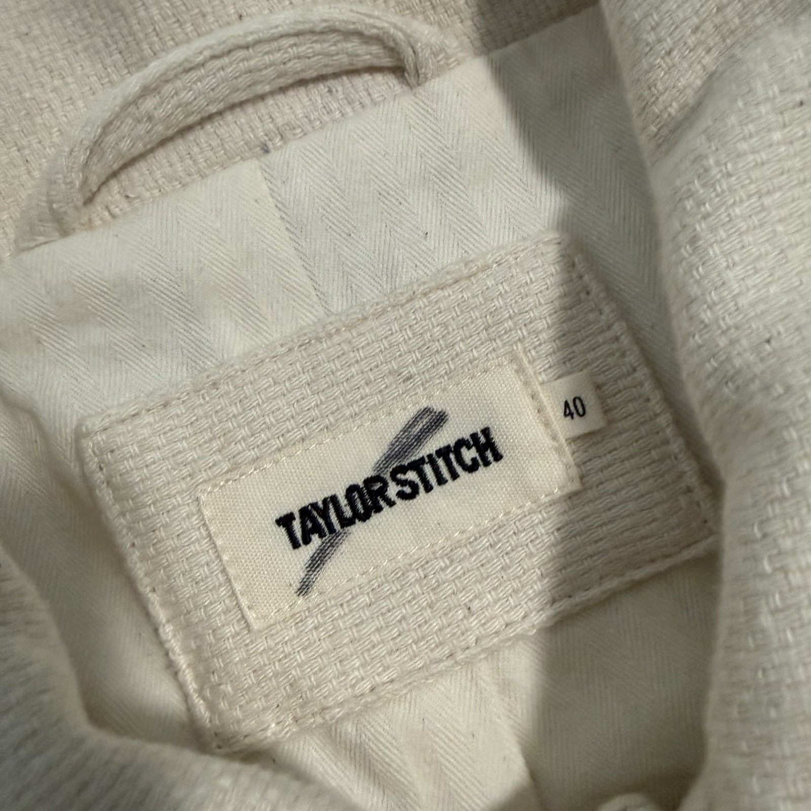 Taylor Stitch Men’s the Crew Jacket in Seeded Natural Sashiko M 40