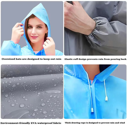 Unisex Adult Waterproof Raincoat Rain Coat Hooded Trench Jacket Outdoor Hiking