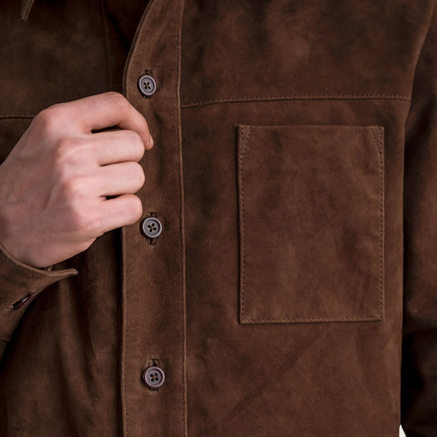 Mens Brown Shirt Jacket Pure Suede Leather Custom Made XS S M L XXL 3XL 4XL 5XL