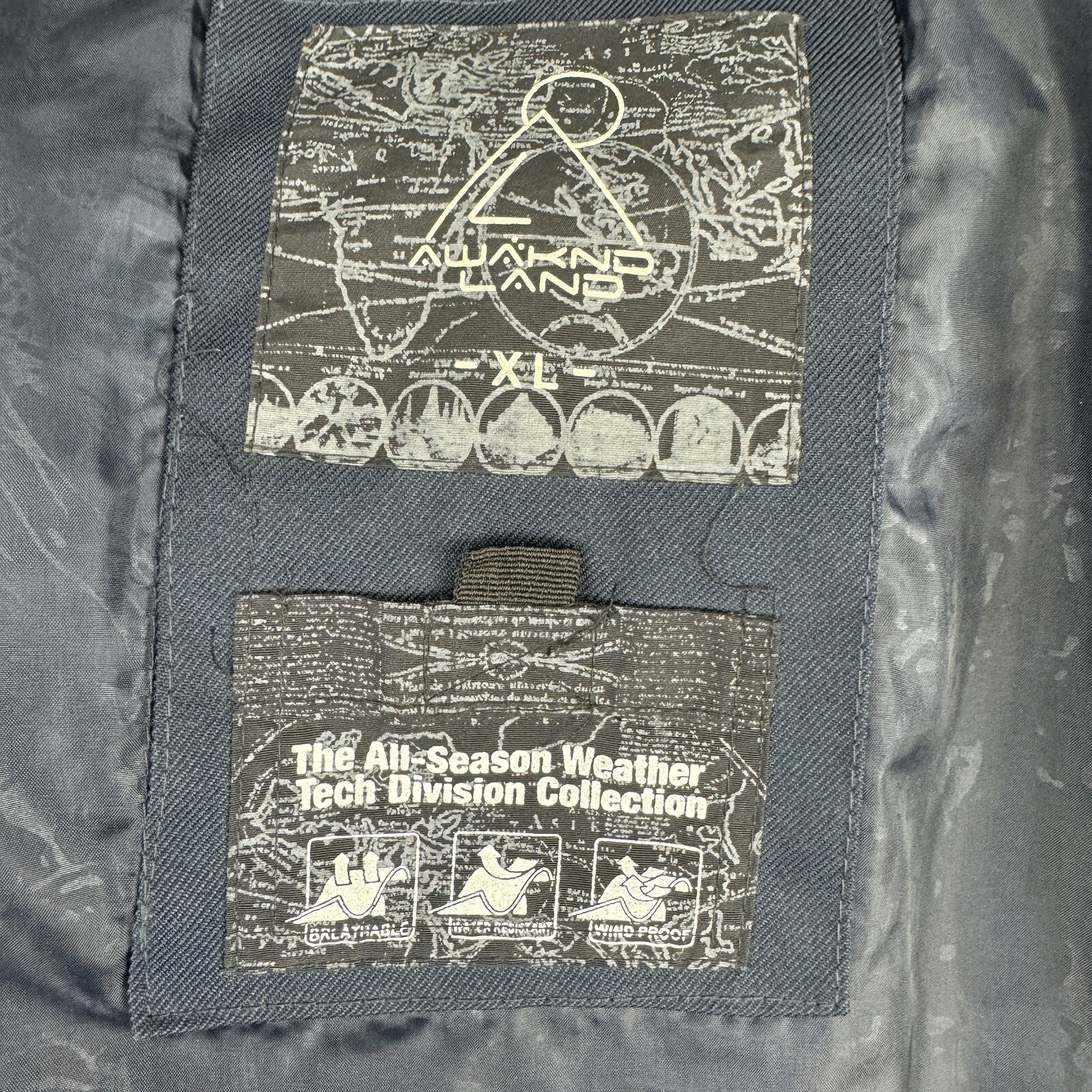 Awaknd Land All-Season Weather Hooded Blue Parka Coat Jacket Fur Hood Lining XL