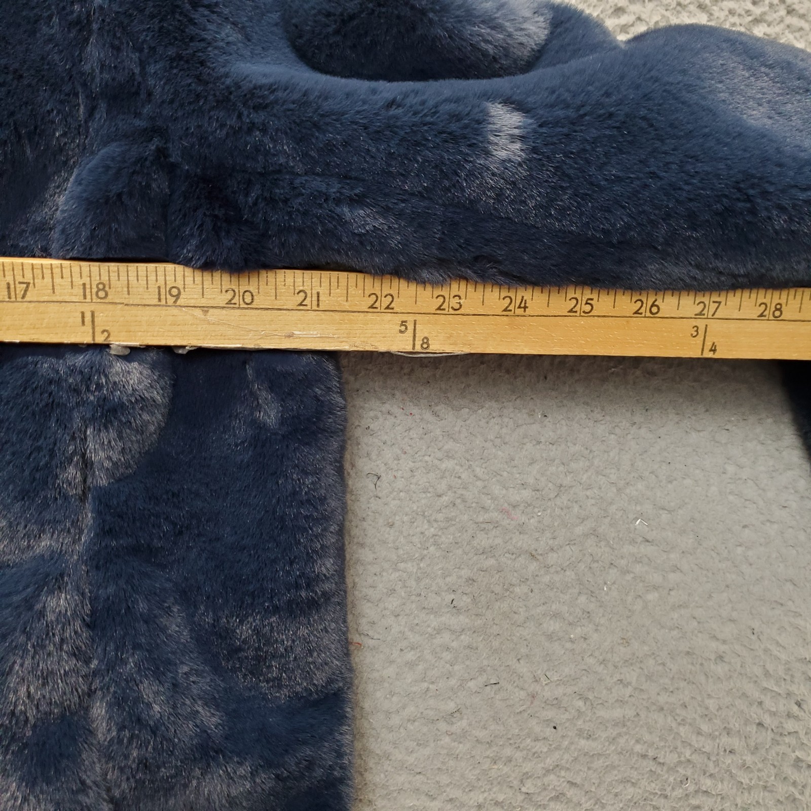 Rachel Zoe Faux Fur Jacket Mens M Navy Lined Fuzzy Hooded Drawstring Full Zip