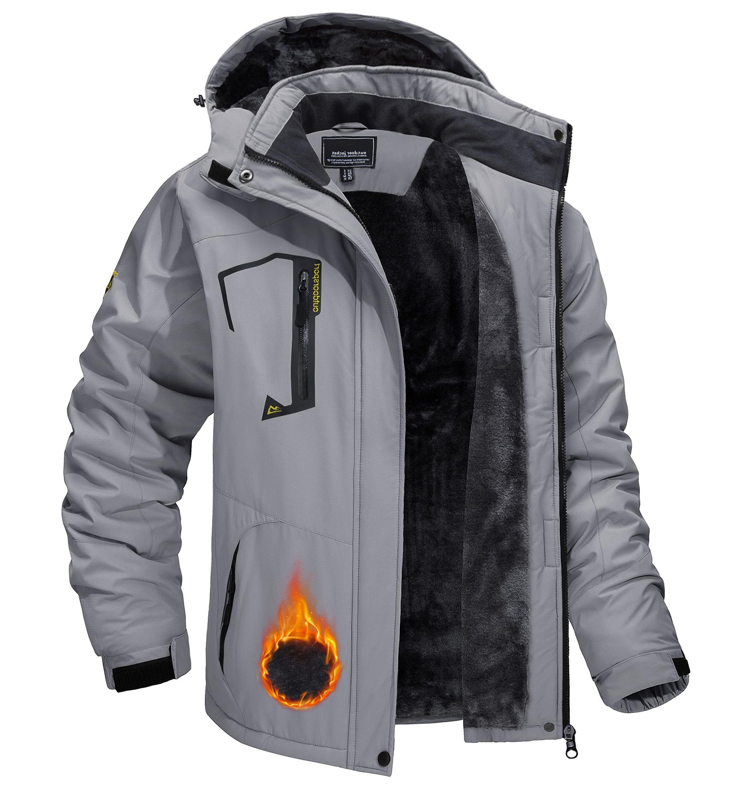 Men’s Waterproof Winter Ski Jacket Snow Thermal Fleece Hooded Outdoor Work Coats