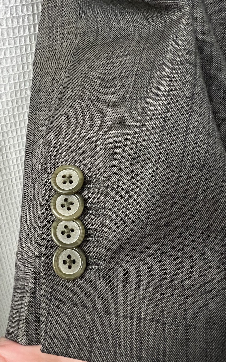 Rajah Custom Made Luxury Design Gray Windowpane Check Wool Blazer Jacket Sz 44 R