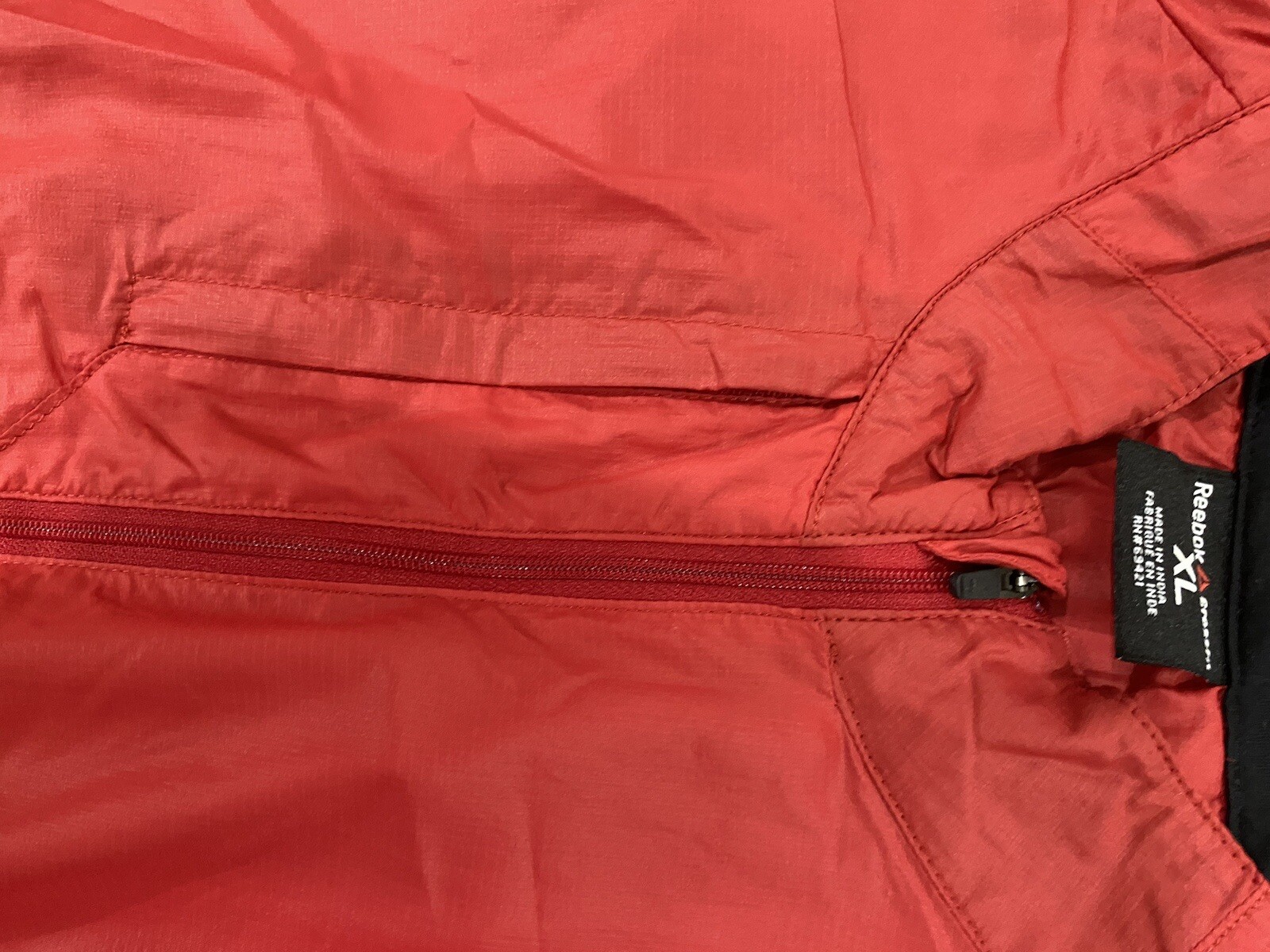 Reebok Jacket Mens XL Wind Breaker CrossFit Solid Red Full Zip Lightweight VTG