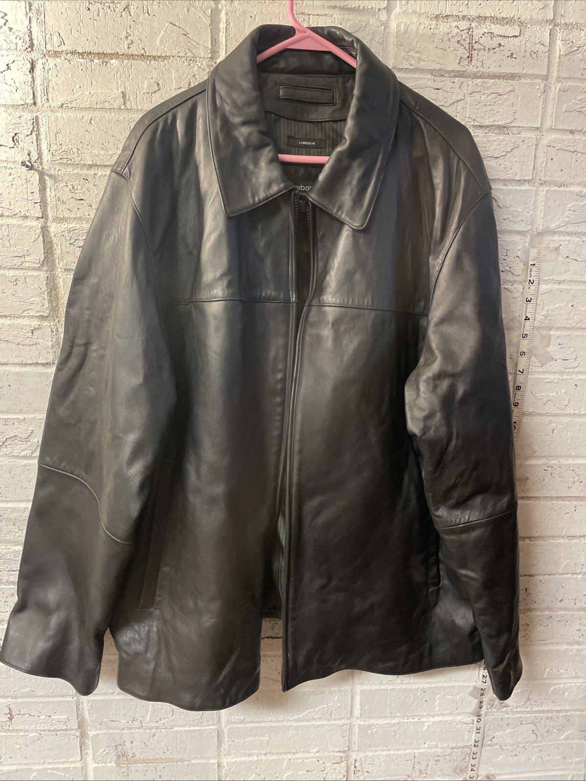 Clairborne Outerwear Black 100% Lambskin Leather Jacket Size XXL Big & Tall