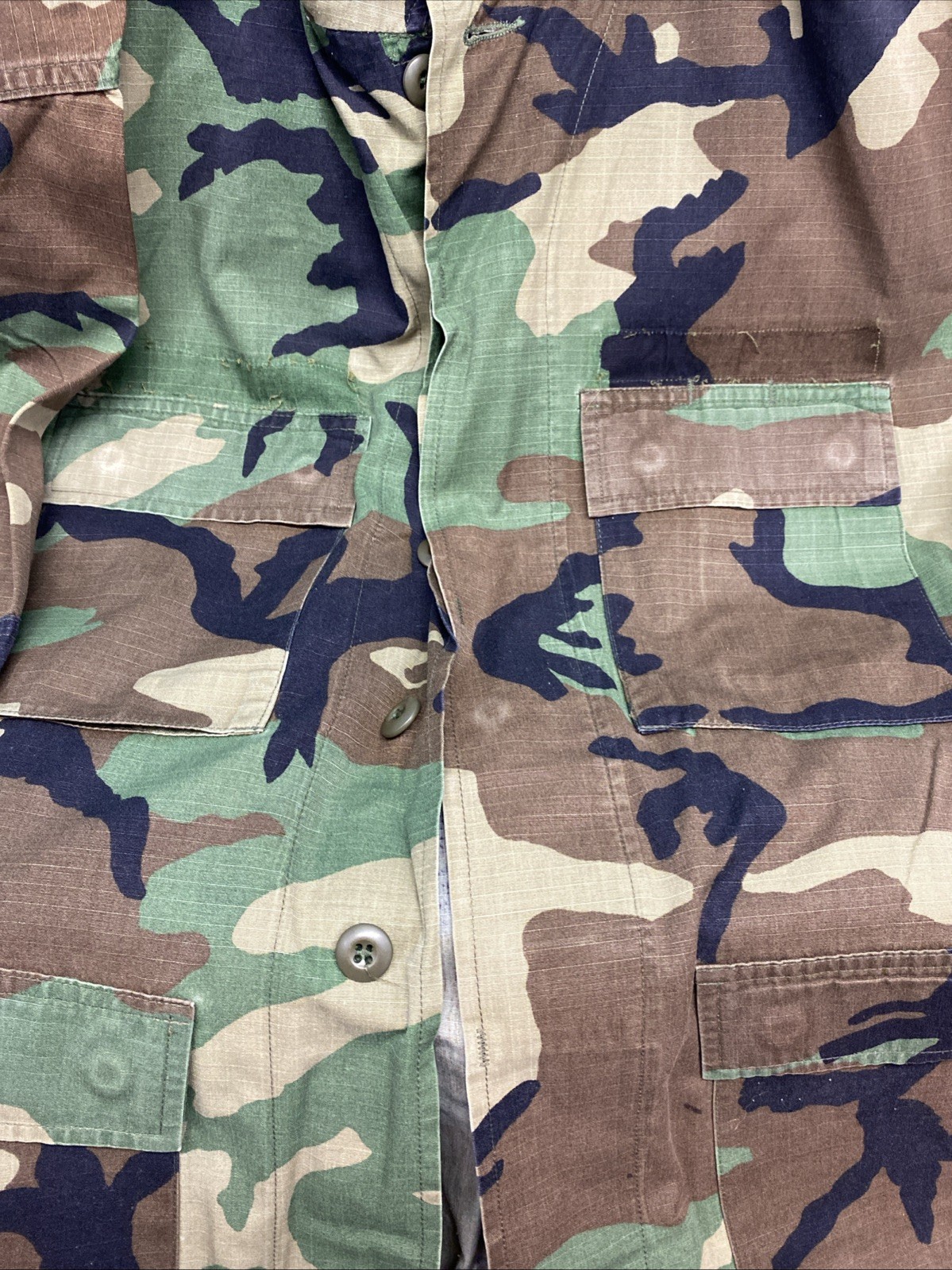 Lot Of 8 Vtg US Army Jacket Mens Med Reg Green Woodland Camo Buttons pockets