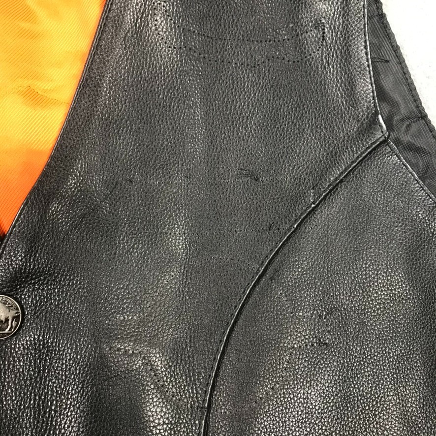 Milwaukee Biker Vest Men’s 48 Black Leather Lace Up Fringe Sides Motorcycle *