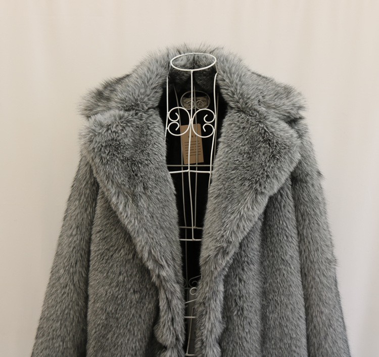 Mens Lapel Collar Mink Fur Mid Long Coats Faux Fur Overcoats 105cm Length Winter