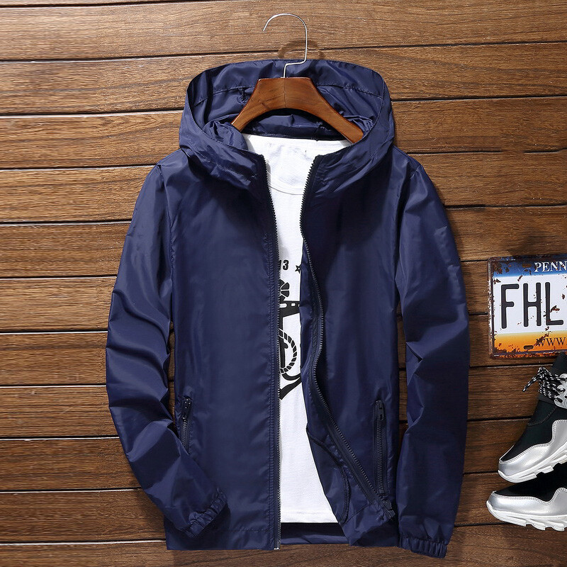 Mens Outwear Lightweight Windbreaker Waterproof Rain Jacket Hooded Breathable