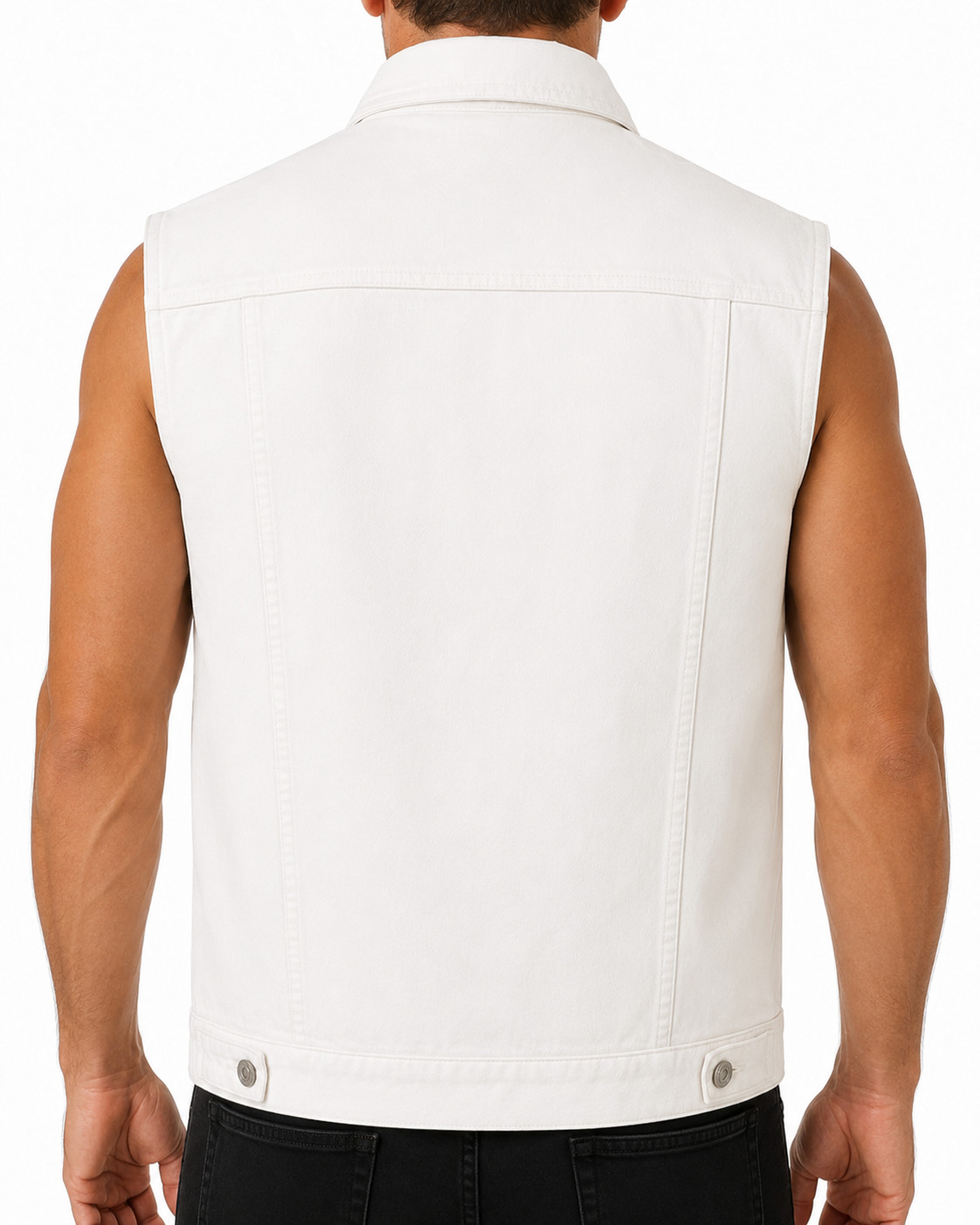 Men’s Classic Denim Biker Vest Button-Up Casual Jean Jacket