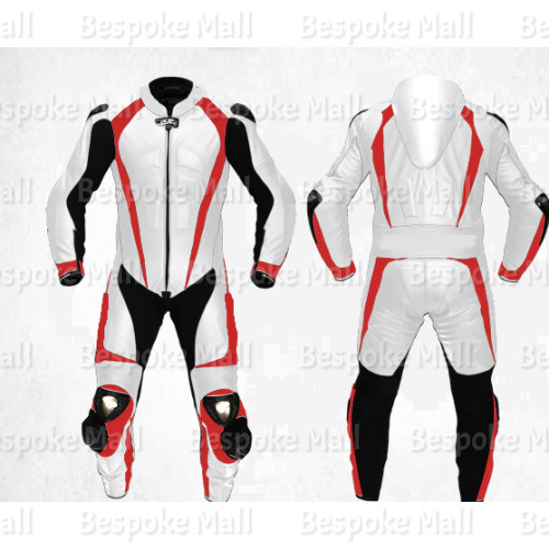 New Men’s Motorcycle Cowhide Racing Leather 1/2 Piece Suit Hump Safety Pads-626