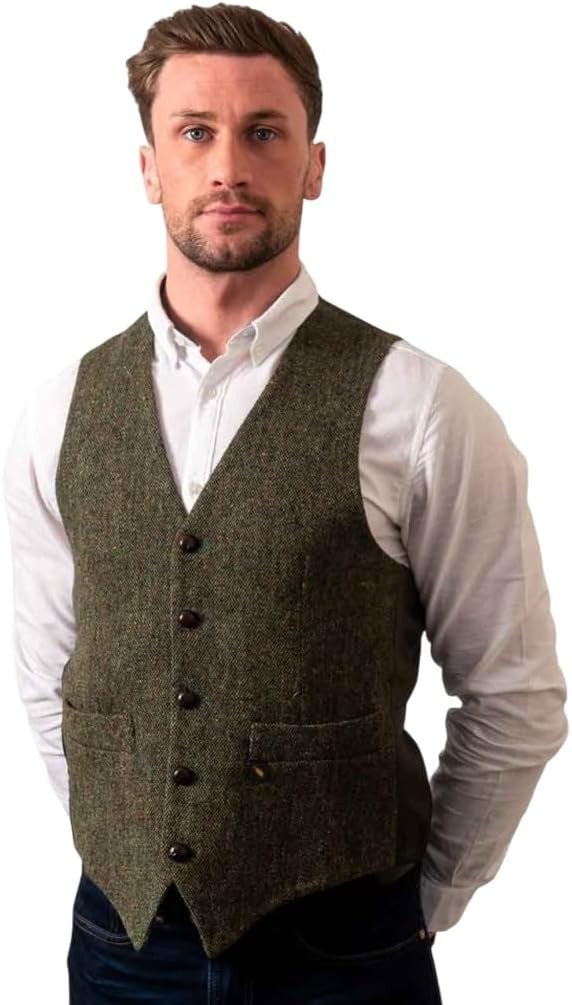 Hatman of Ireland 100% Donegal Tweed Waistcoat Mens Suit Vest