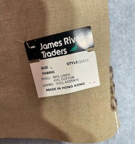 James River Traders Blazer Men’s Large Two Button Jacket Tan Linen Blend