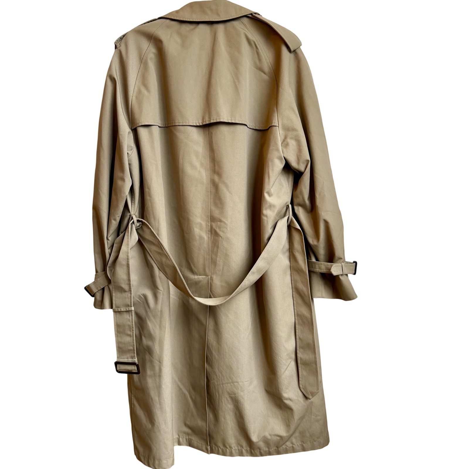 Stafford Lined Trench Coat Khaki Size 44 Double Breasted Belted Vintage Korea
