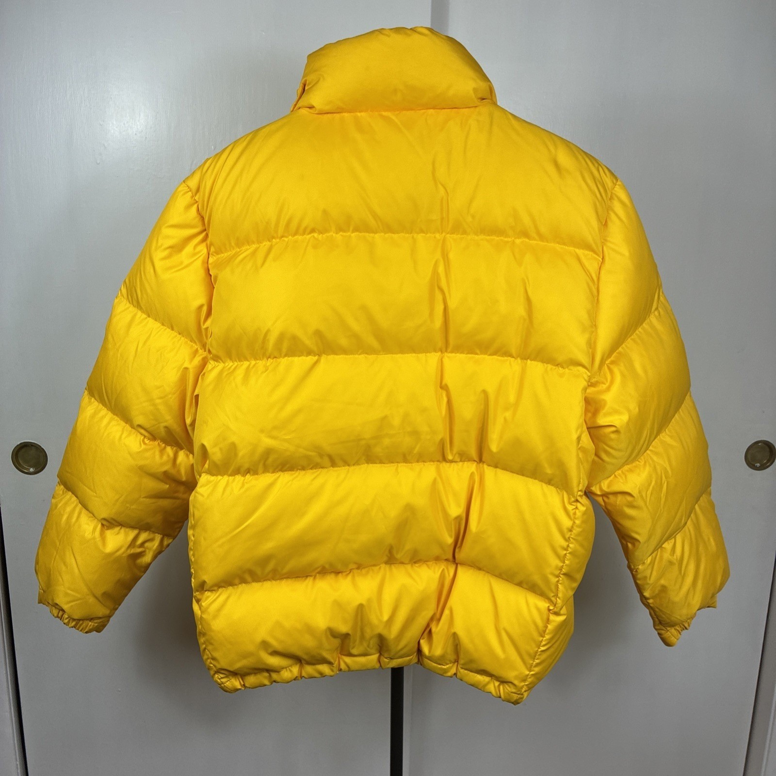 Polo Ralph Lauren Men’s Down Puffer Jacket XL Yellow 4 Pockets Drawstring Waist
