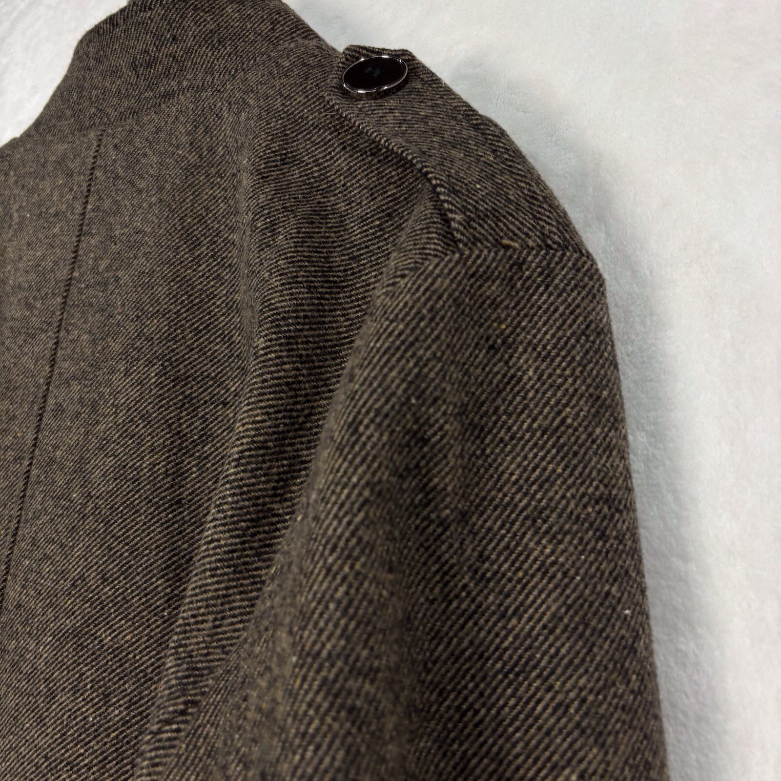 Wantdo Wool Blend Pea Coat Jacket Trench Coat Men L Herringbone Tweed Brown NEW