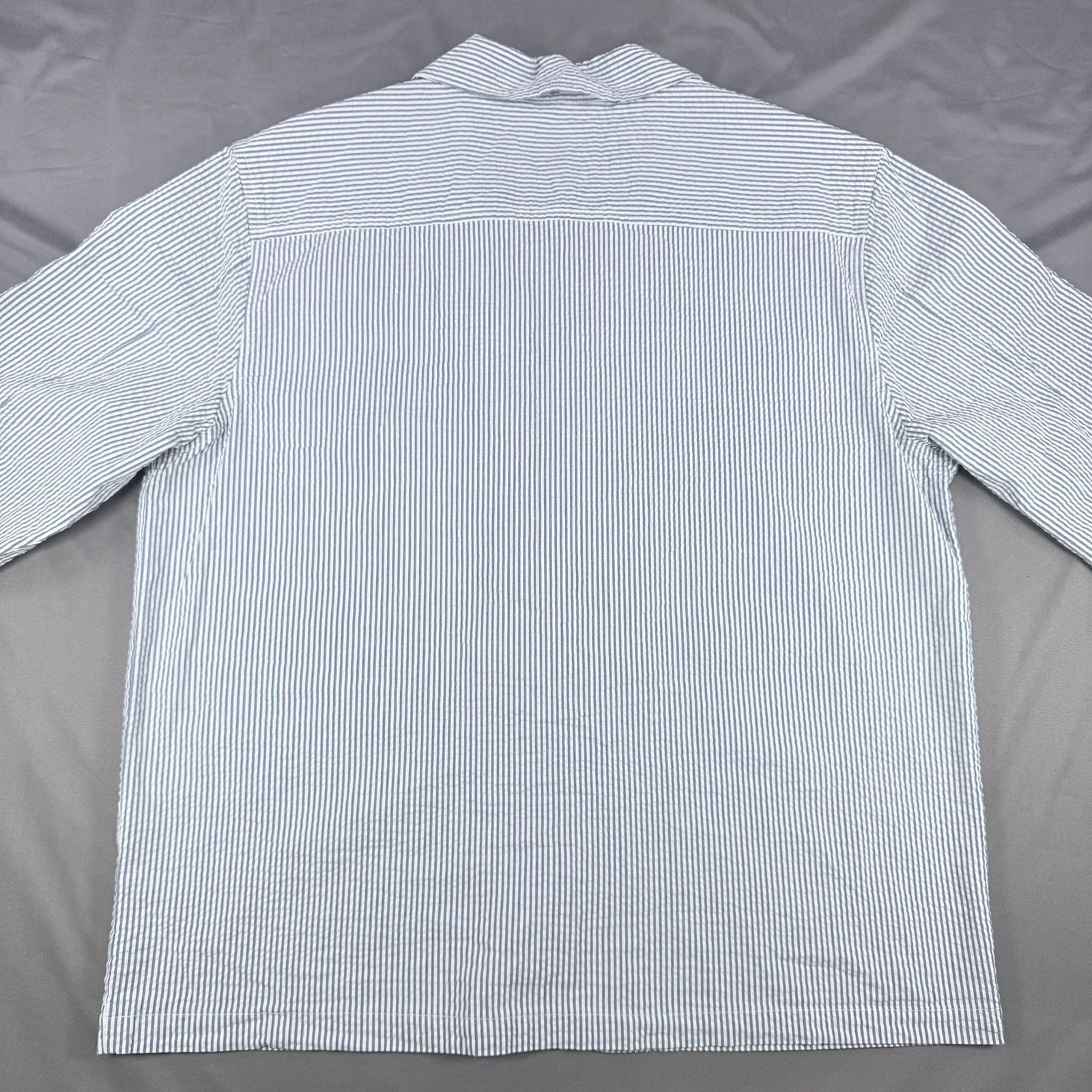 Goodfellow Mens XL Blue White Seersucker Cotton Chore Jacket Stripe Button Coat