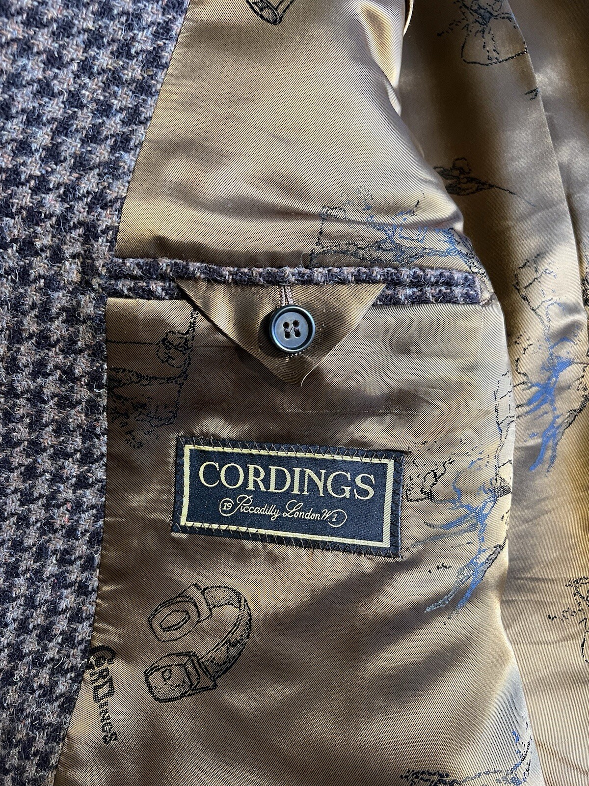 Cordings Tweed Jacket 48R Piccadilly Brown Houndstooth Country Hunt Shoot LNWOT