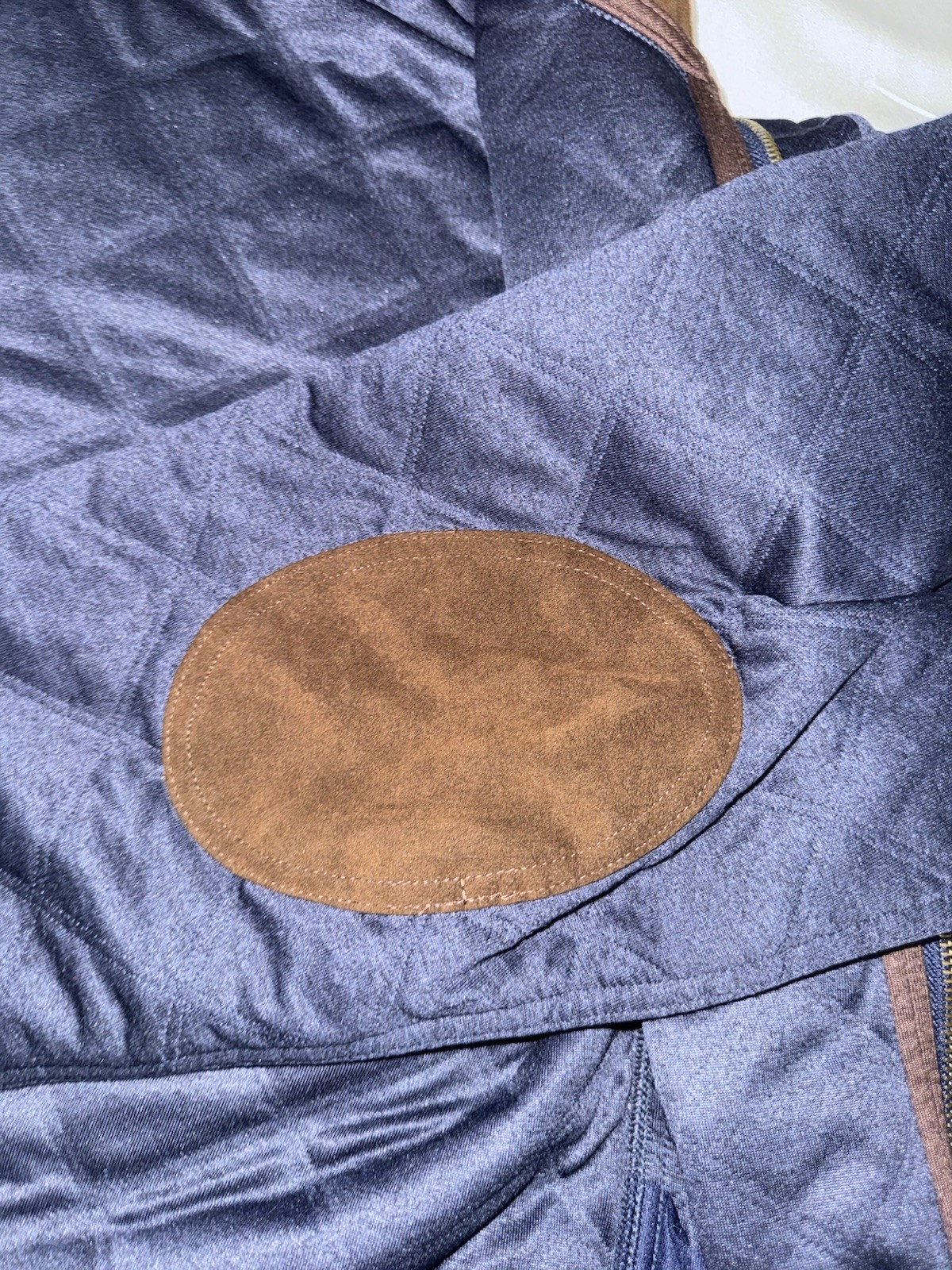 Cremieux Men’s Blue Quilted Full Zip Jacket Stand-Up Collar Pockets XL
