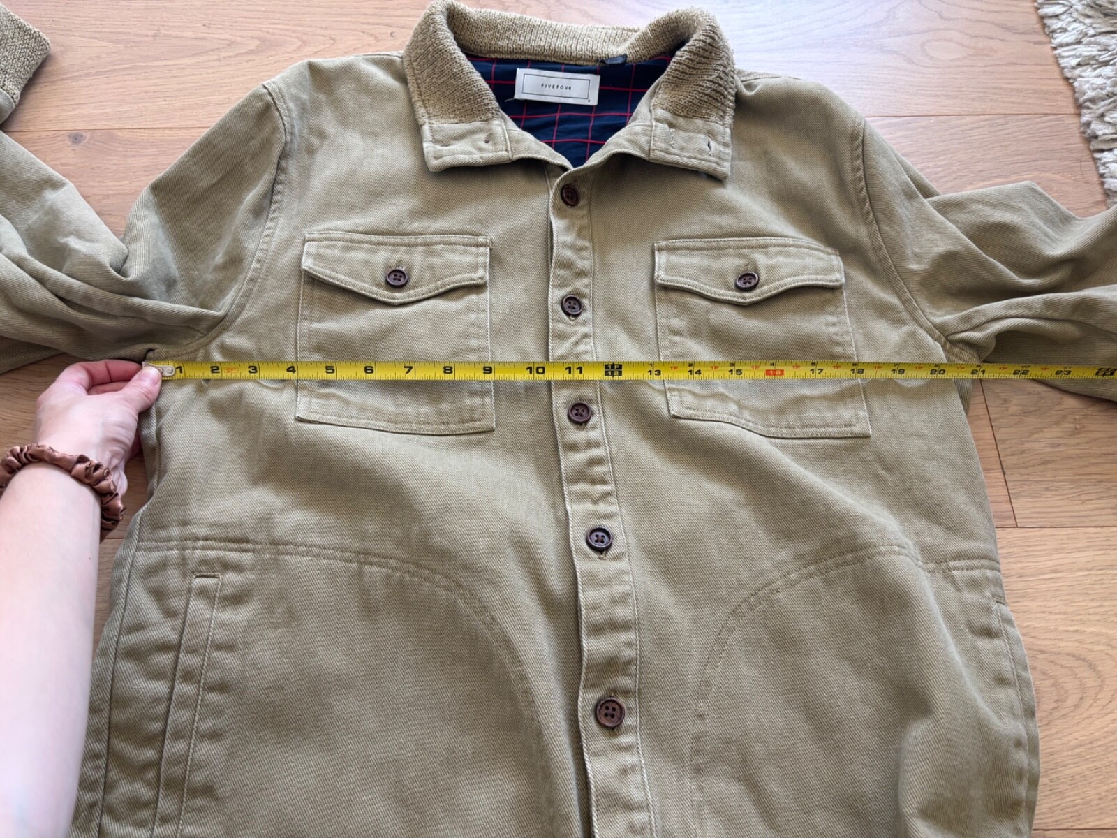Five Four Beige Jacket Button Up Pockets Khaki 100% Cotton Workwear Men’s Size M