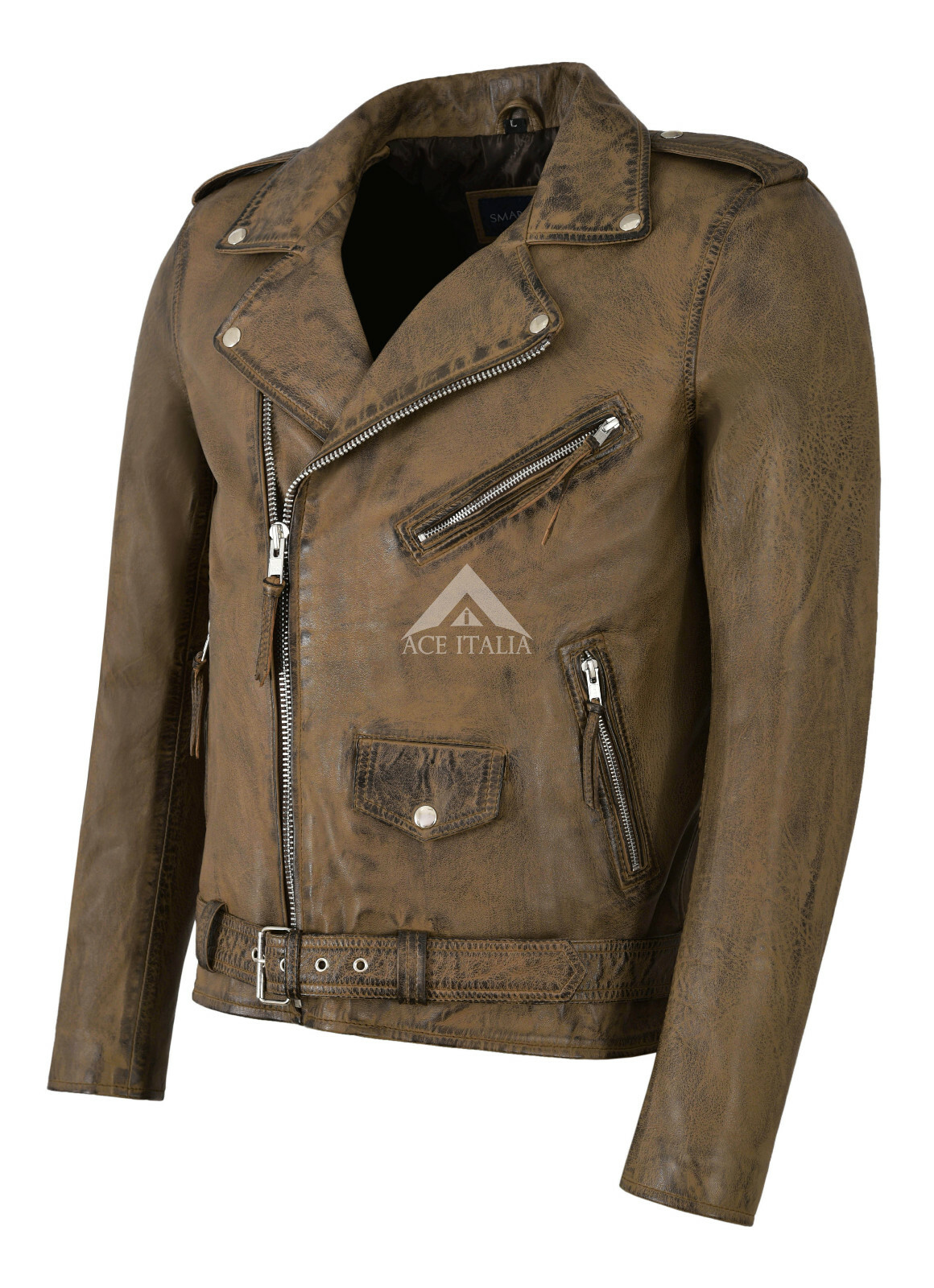 Mens Brando Jacket Vintage Biker Racer Classic Lambskin Jacket SR-MBF