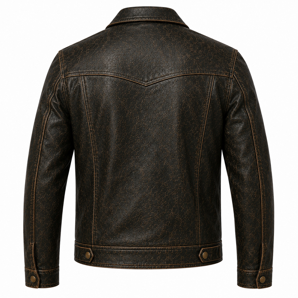 Mens Genuine Cowhide Leather Trucker Jacket Distressed Vintage Western Ranch cao