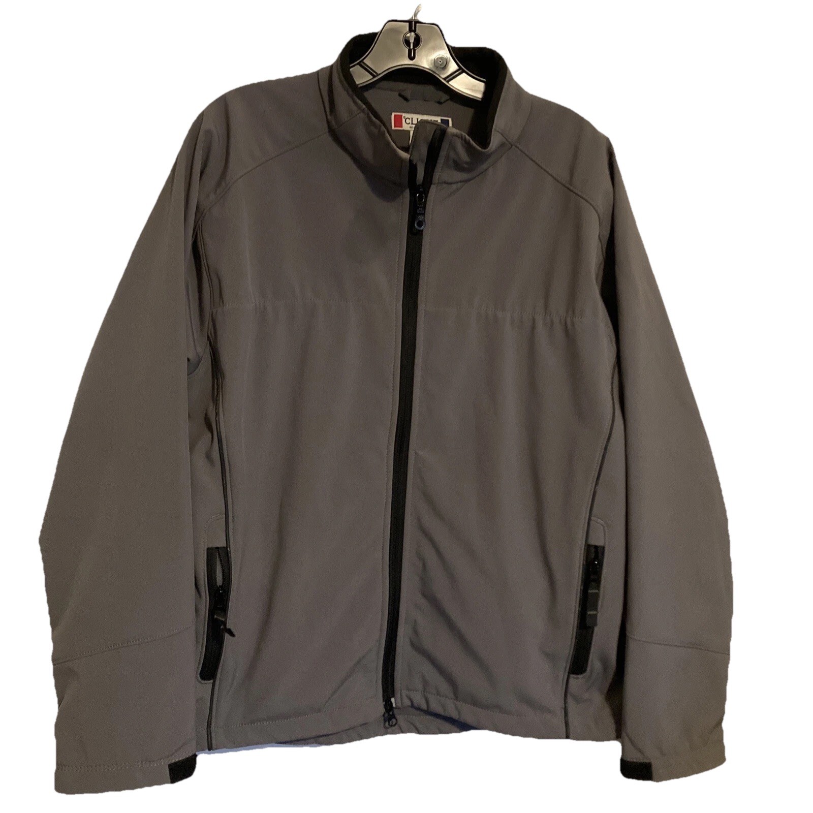 Clique Jacket Men’s Size XL Full Zip Gray Inner Zipped Pocket Coat Poly /Spandex