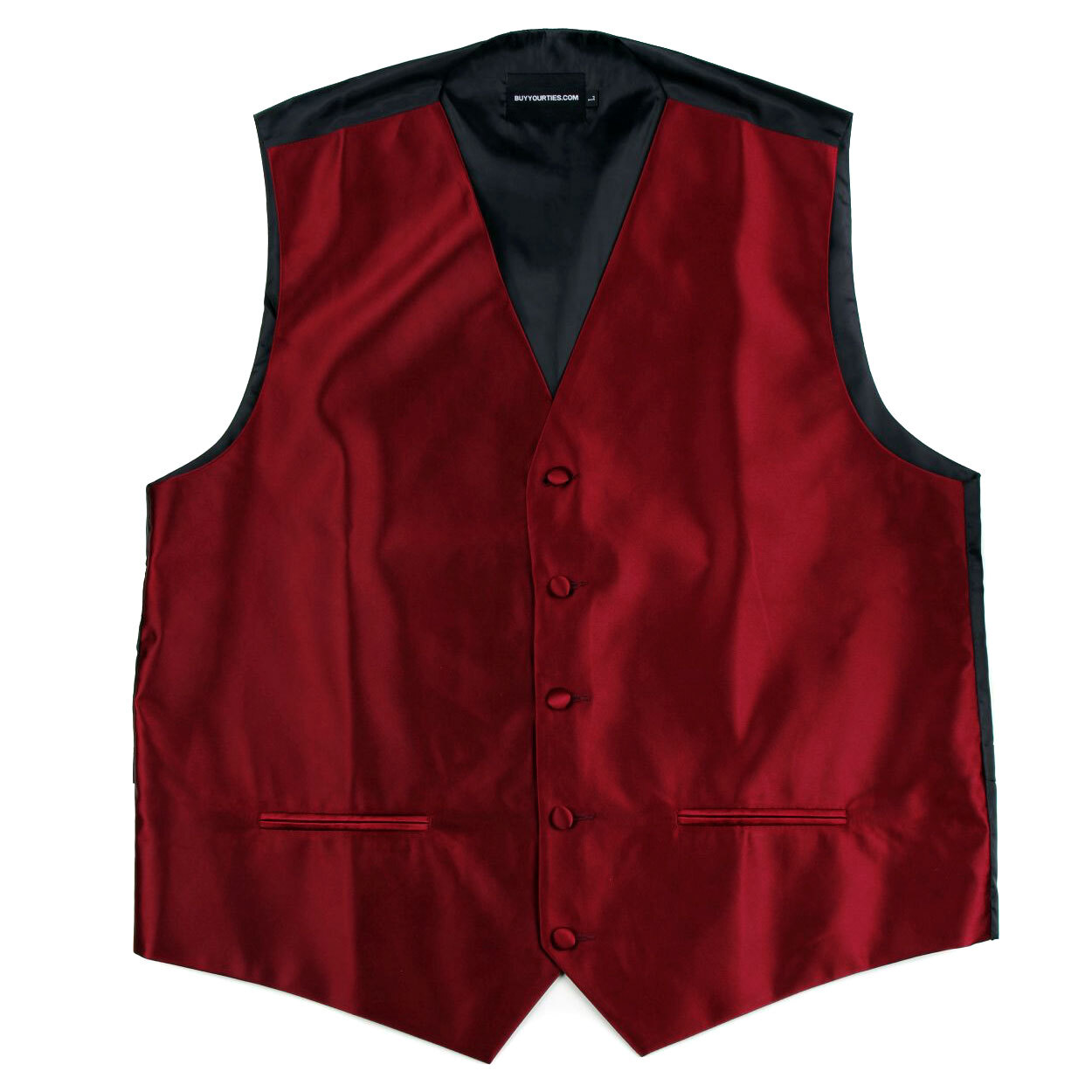 Men’s Solid Burgundy Satin Tuxedo Vest Formals Weddings Proms Waistcoat