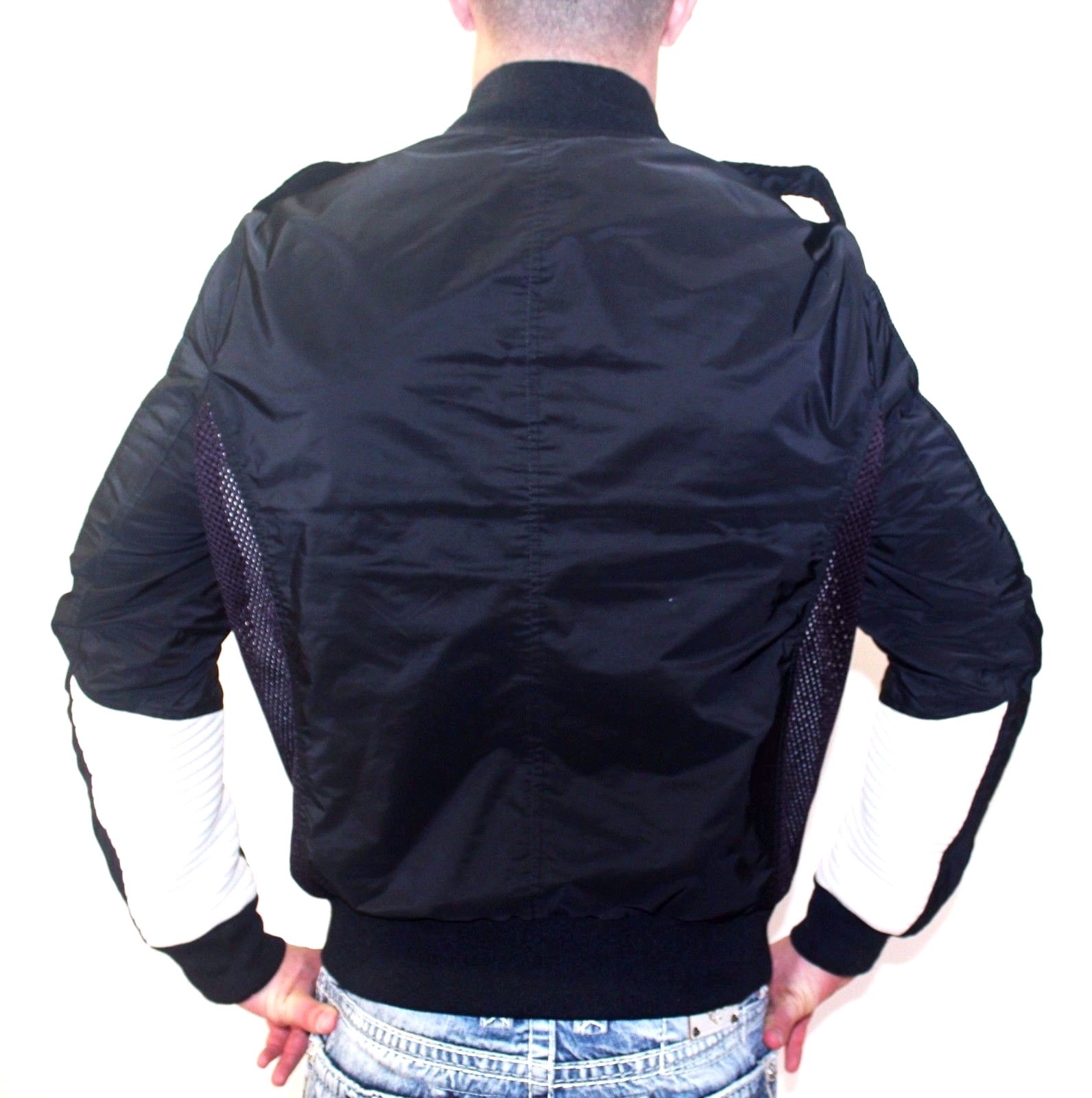 Yes London Leather Quilted Details Moto Bomber Jacket Mens Size M Made In Italy